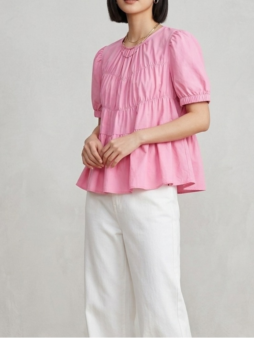 Urban Revivo pink oversized cropped short sleeve blouse size 6